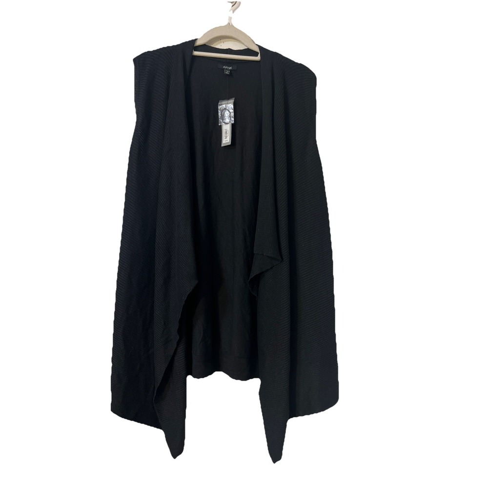 Apt. 9 size  1X black sleeveless open‎ front Flyaway sweater Cardigan New $44